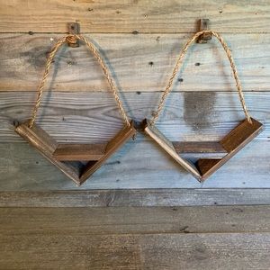 Set Of 2 Farmhouse Rustic Hanging Shelves